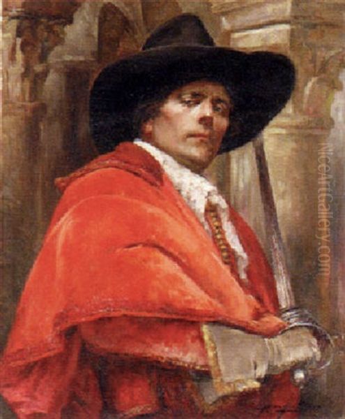 The Red Coat Cavalier Oil Painting by Alex De Andreis