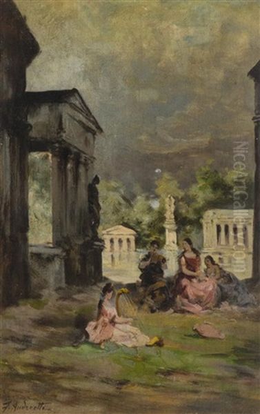 Giovani Donne In Giardino Oil Painting by Federico Andreotti