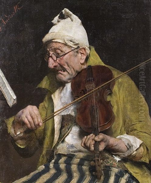 Violin Player Oil Painting by Federico Andreotti