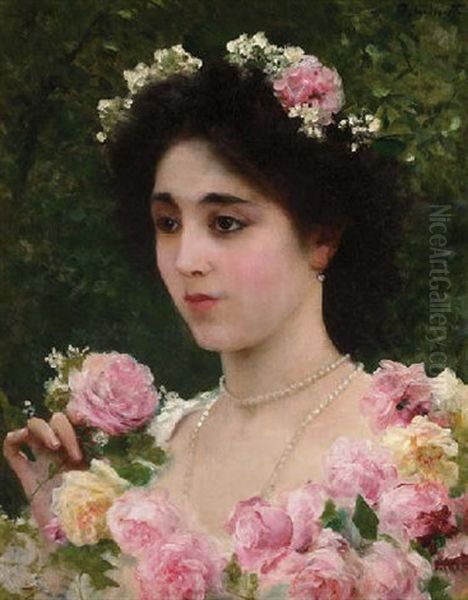 A Rosy Blush Oil Painting by Federico Andreotti