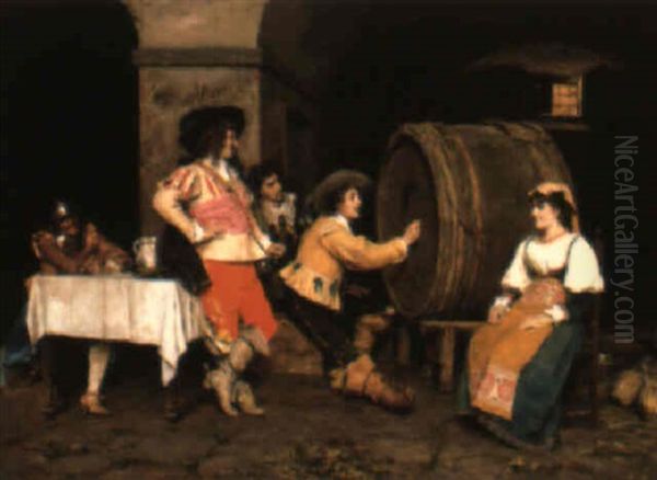 Merrymaking In A Tavern Oil Painting by Federico Andreotti