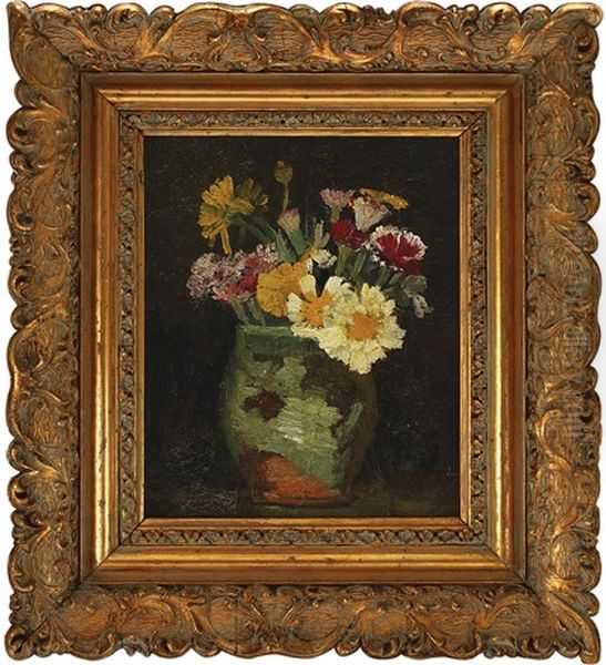 Earth Pot With Wild Flowers Oil Painting by Ioan Andresscu