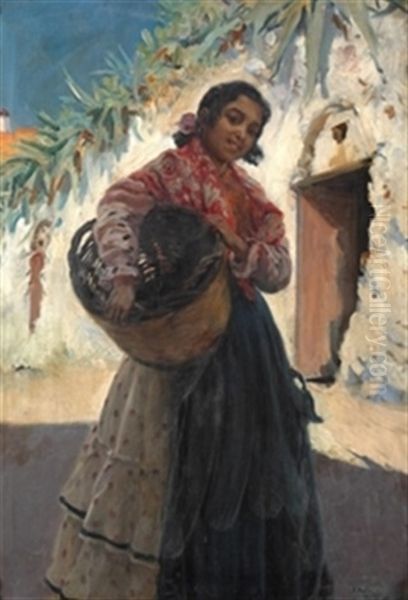 Aguadora Oil Painting by Teodoro Andreu Y Sentamans