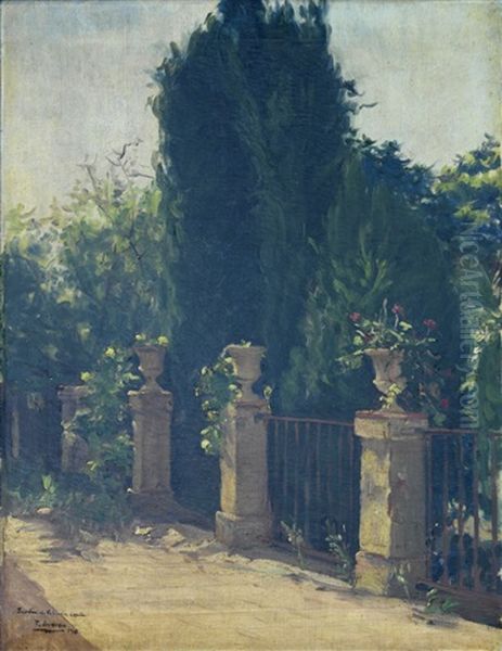 Jardin De Valencia Oil Painting by Teodoro Andreu Y Sentamans