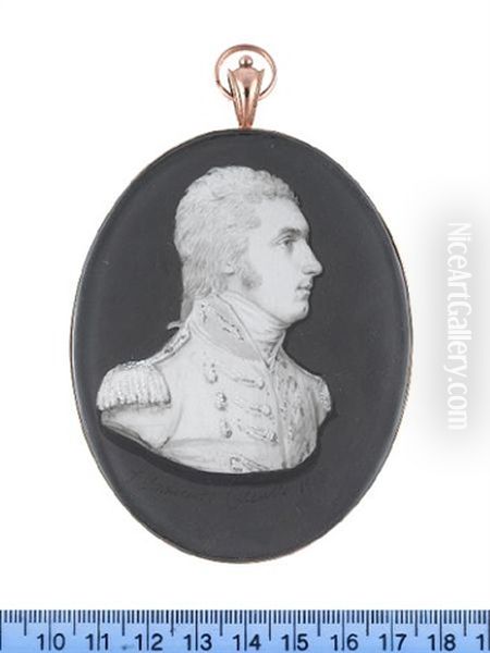 Lieutenant Colonel Matthew Merrick Shawe, Wearing Coat With Lace To The Button Holes, Epaulettes, Stock, His Hair Tied With A Ribbon Bow Oil Painting by Samuel Andrews