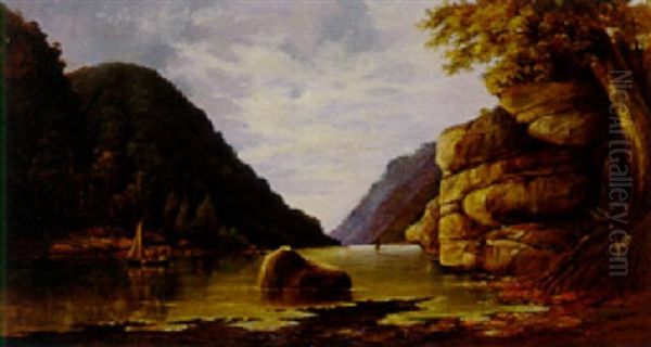 On The Nepean River, Blue Mountains, New South Wales Oil Painting by William Andrews