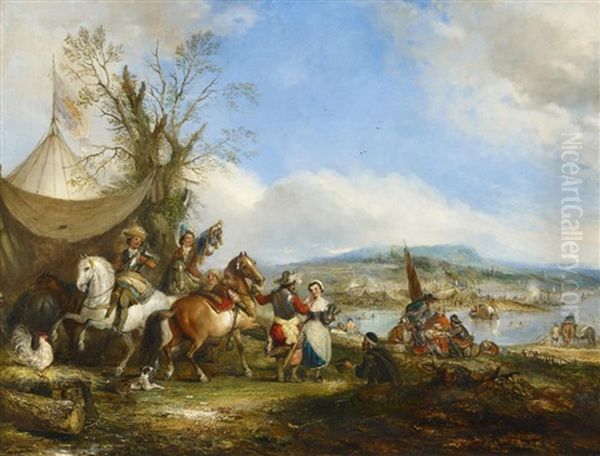 Soldnerlager Am Fluss Oil Painting by Henry Andrews