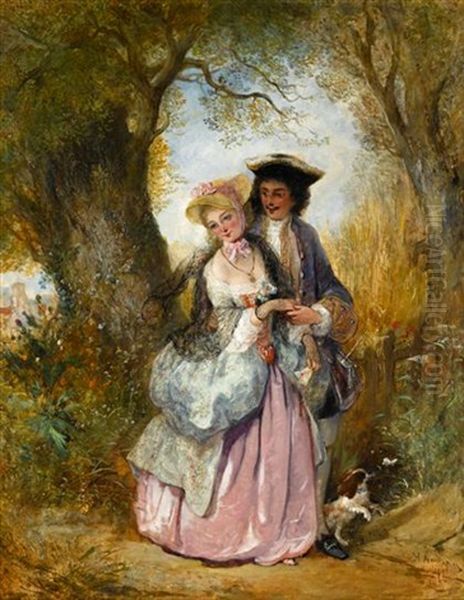 A Courting Couple Oil Painting by Henry Andrews