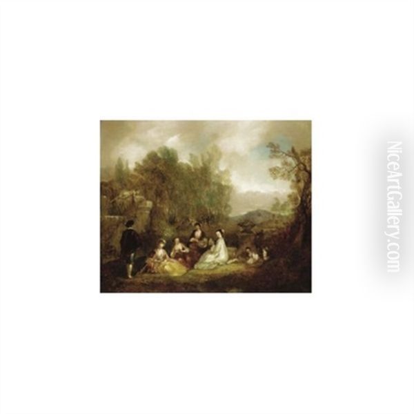 An Arcadian Scene Oil Painting by Henry Andrews