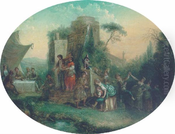 A Fete Champetre Oil Painting by Henry Andrews