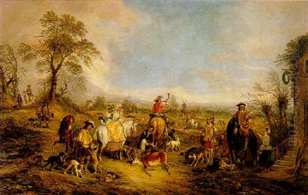 Hunting Party Oil Painting by Henry Andrews