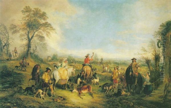 Hunting Party Oil Painting by Henry Andrews