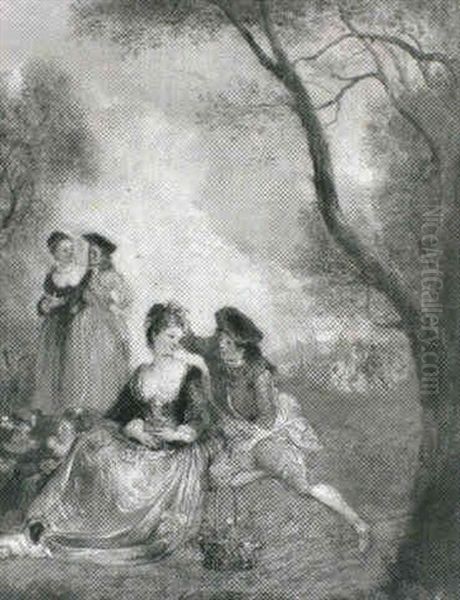 Lovers In A Garden Oil Painting by Henry Andrews