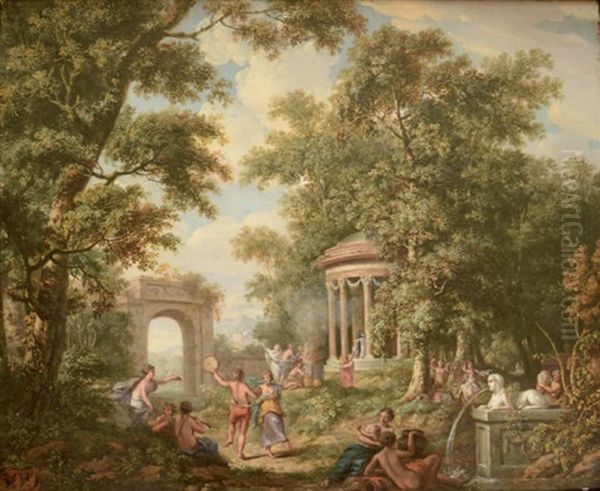 Bacchanale Devant Le Temple De L'amour Oil Painting by Jurriaan Andriessen