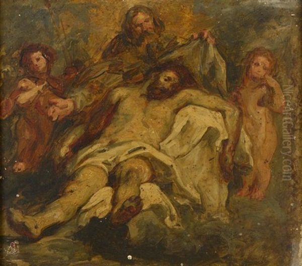 La Sainte Trinite (after Rubens) Oil Painting by Pierre Andrieu