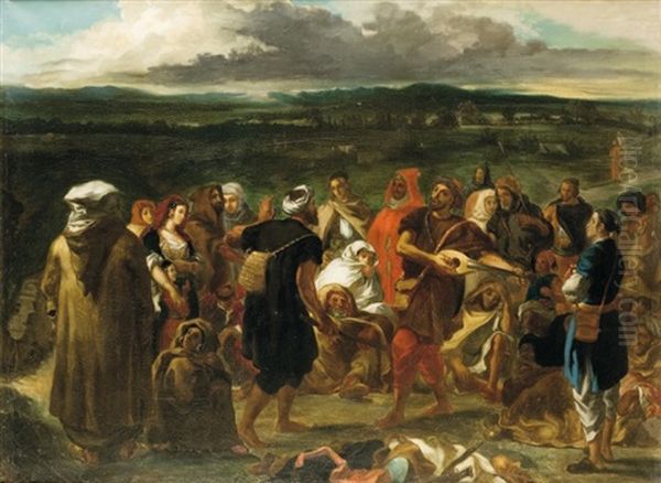 Comediens Ou Bouffons Arabes (after Eugene Delacroix) Oil Painting by Pierre Andrieu