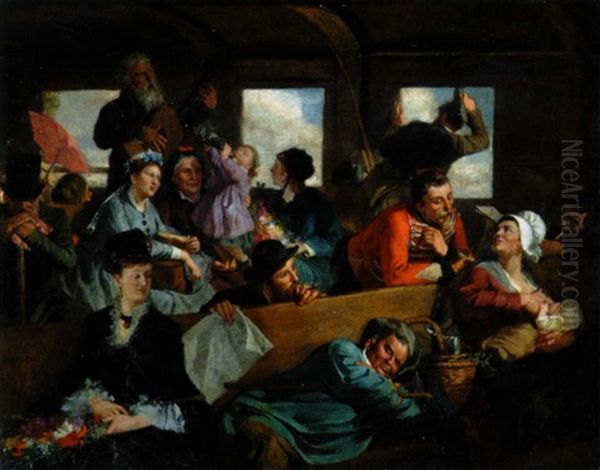 Le Wagon, Scene Animee Oil Painting by Clement-Auguste Andrieux