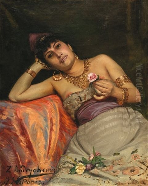 Dans Le Harem Oil Painting by Sigismund Andrychiewicz