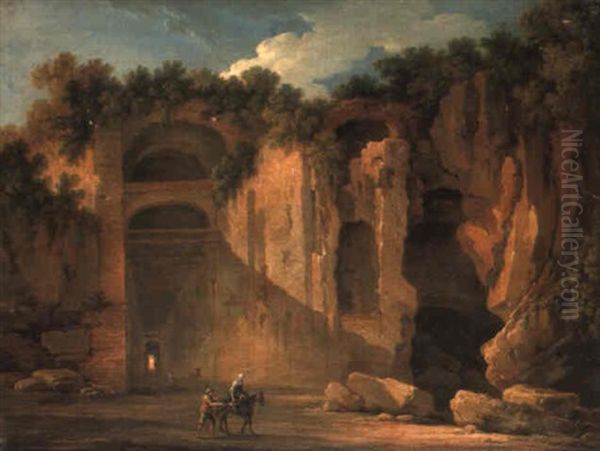 The Grotto At Pozzuoli From Chiaia Oil Painting by Paolo Anesi