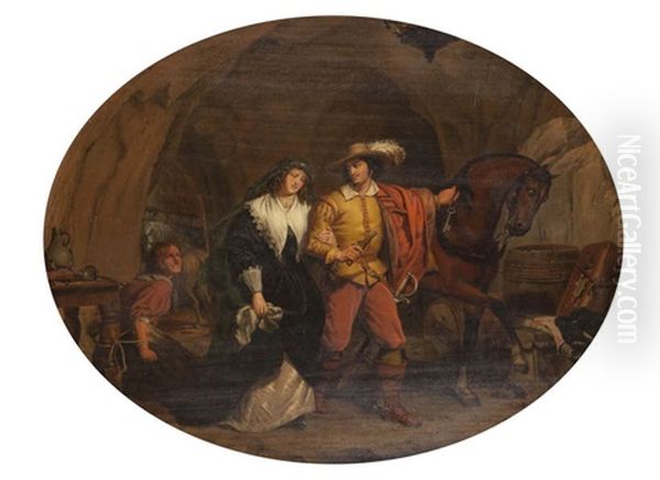 Pendant L'absence Des Brigands, Gil-blas S'enfuit De La Caverne, Et Delivre Donne Mencia De Mosquera Que Ces Bandits Avaient Enlevee Quelques Heures Auparavant by Francois Ange