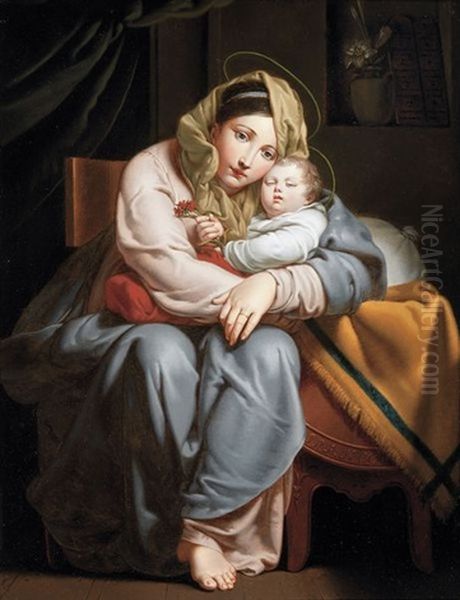 La Vierge Et L'enfant Oil Painting by Francois Ange