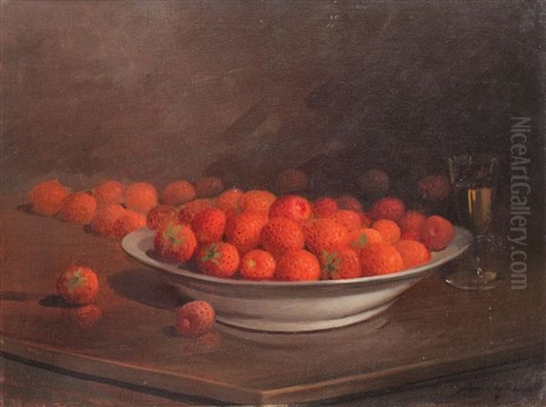 Strawberrys And Raspberrys Oil Painting by Nicolae Angelescu