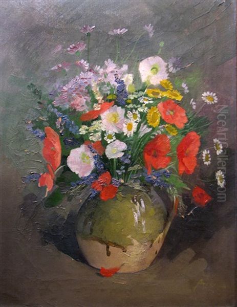 Field Flowers Oil Painting by Nicolae Angelescu