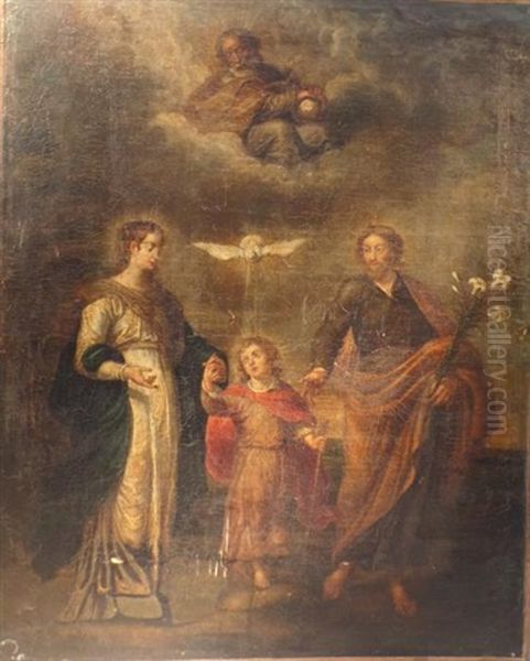 La Sainte Famille Avec La Trinite Oil Painting by Giulio Cesare Angeli