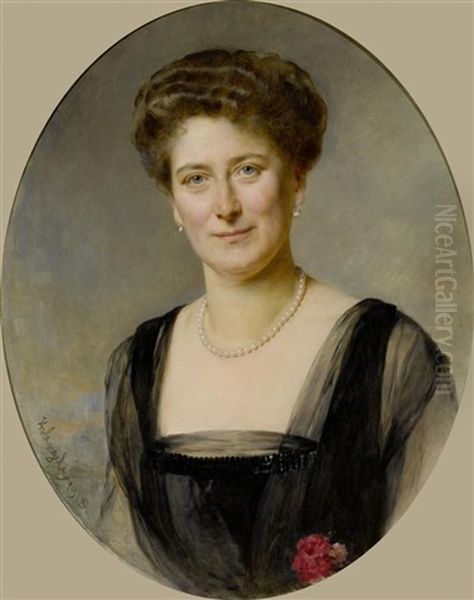 Portrait Einer Dame Mit Perlenkette Oil Painting by Heinrich von Angeli