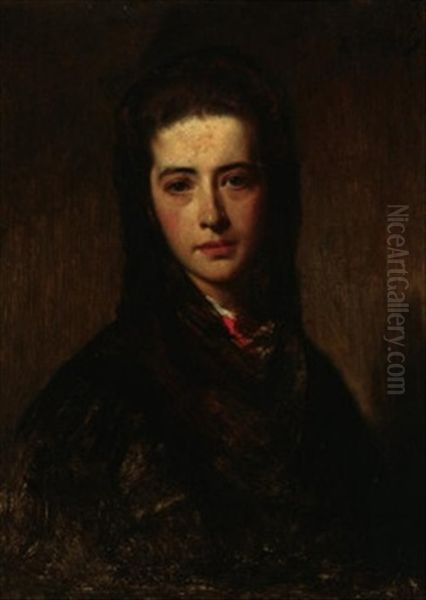 Brustportrat Einer Aristokratin (emilie Von Stratner?) Oil Painting by Heinrich von Angeli