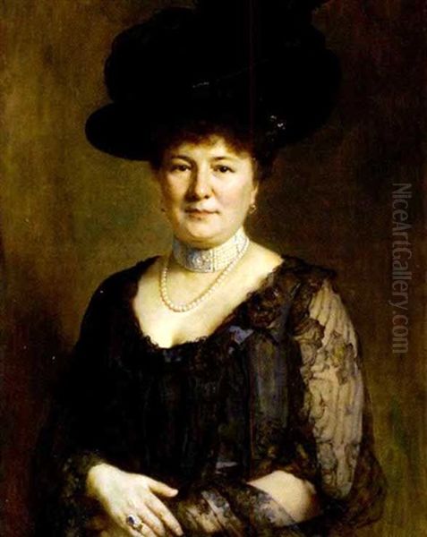 Portrait Von Eugenie Grafin Platen Oil Painting by Heinrich von Angeli