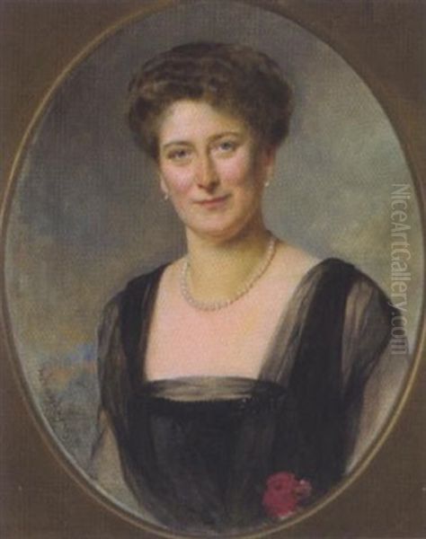 Bildnis Einer Dame Mit Perlenkette Oil Painting by Heinrich von Angeli