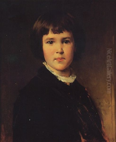 Portrait Of The Artist's Son Gustav Oil Painting by Heinrich von Angeli