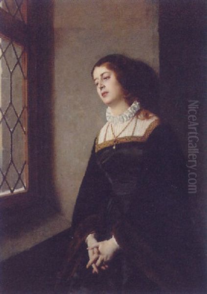 A Lady In Mourning Oil Painting by Heinrich von Angeli