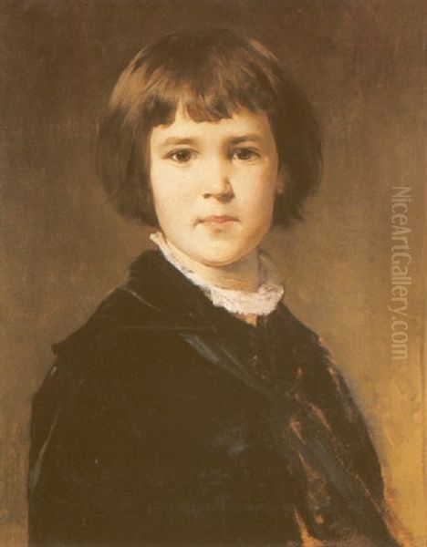 Portrait Of The Artist's Son, Gustav Oil Painting by Heinrich von Angeli