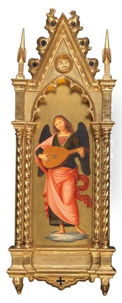 Angel With Lute Oil Painting by Fra Angelico