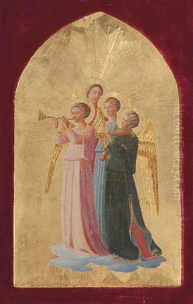 Four Music Making Angels Oil Painting by Fra Angelico