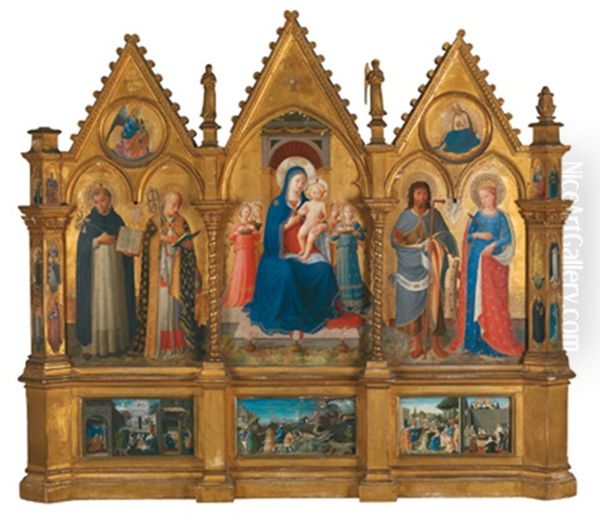 Polittico Dei Domenicani - Madonna Mit Kind Und Heiligen (polyptych) Oil Painting by Fra Angelico