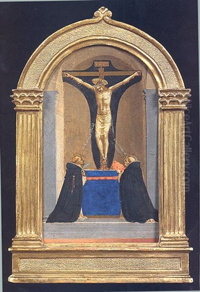 San Pietro Martire E San Tommaso D'aquino Davanti Al Crocifisso Oil Painting by Fra Angelico