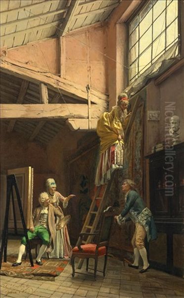 Frivolitat Im Atelier Oil Painting by Domenico De Angelis