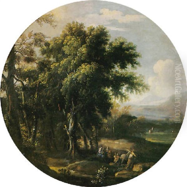 Paesaggio Con La Fuga In Egitto Oil Painting by  Angeluccio