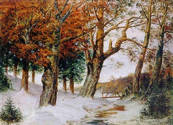 Verschneite Winterlandschaft Oil Painting by Alwin Louis Christoph Anger