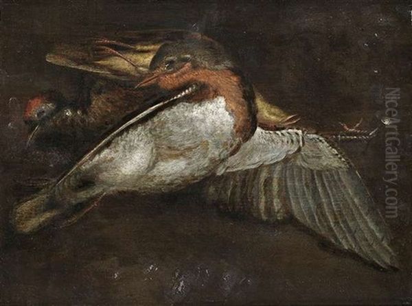 Stilleben Mit Toten Wildvogeln (+ Another, Similar; Pair) Oil Painting by Johann Adalbert Angermayer