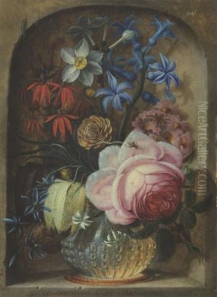 Blumenstrauss In Einer Steinnische Oil Painting by Johann Adalbert Angermayer