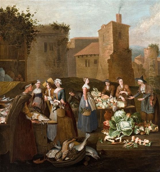 Auf Dem Markt Oil Painting by Pieter Angillis