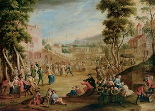 Kirmes In Einem Flandrischen Marktflecken Oil Painting by Pieter Angillis