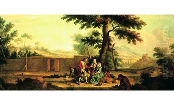 Scene Galante Dans Un Paysage Champetre Oil Painting by Pieter Angillis