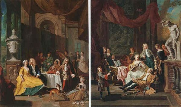 A Musical Assembly Oil Painting by Pieter Angillis