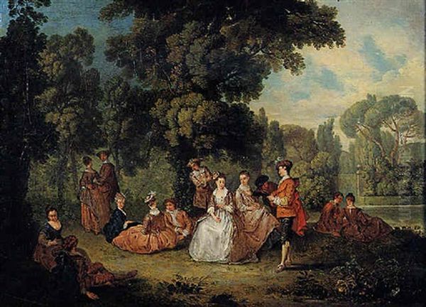 Conversazione In Giardino Oil Painting by Pieter Angillis