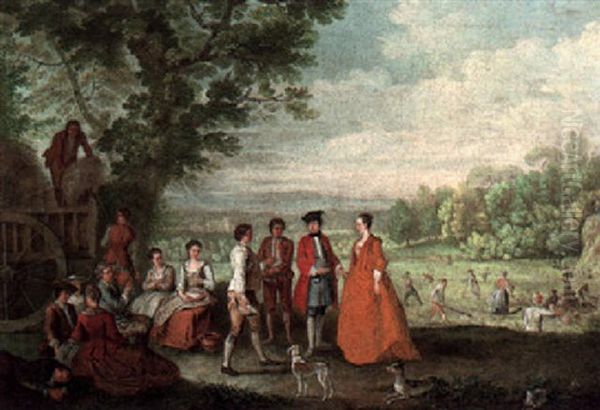 An Elegant Company In A Garden Oil Painting by Pieter Angillis